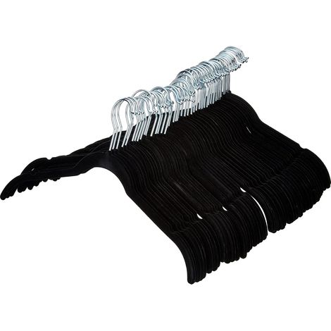 NALOOKAMIC Cintres pour chemises/robes en velours noir 50 unités pour armoires d'extérieur (1/4)