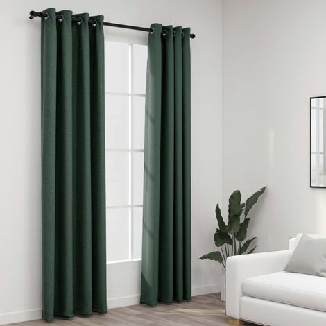 Lot de 2 Rideaux occultants,Décoration Chambre Fenêtre,Rideau Thermique Isolant Aspect lin avec œillets Vert 140x245cm GDSVW24750 (1/4)