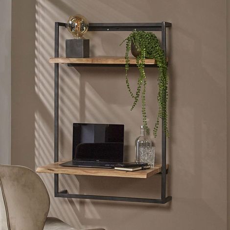 Bureau suspendu 65x45x100 cm en acacia et métal - EMERIC