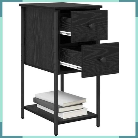 Cabinet de chevet - 871289 - Chêne noir - 2 tiroirs & étagère - 32 x 42 x 70 cm (1/5)