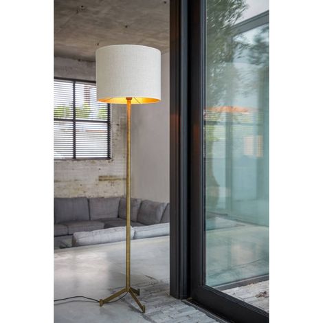 Lampadaire Denise Bronze Abat Jour Cylindre Blanc Crème (1/5)