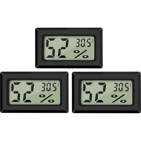 Mini termometro e igrometro digitale LCD con indicazione di temperatura e umidità -50-70℃ 10%-99% RH. Termometro portatile con indicatore termoigrometro per ufficio, cucina, umidificatori, incubatrici (1/4)