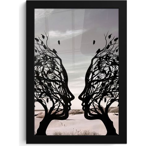 Framed Poster Beach - Sea - People - Tree - Modern art 20x30 cm (1/5)