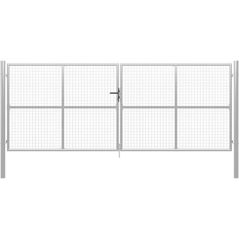 vidaXL Portail de jardin en acier galvanisé 400 x 150 cm argenté (1/5)