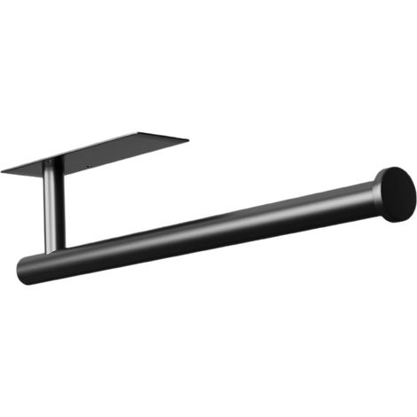 Toallero de acero inoxidable, para cocina, baño, despensa o frigorífico montaje adhesivo o con taladro, color negro, 33,5 x 6 x 4,5 cm. (1/4)