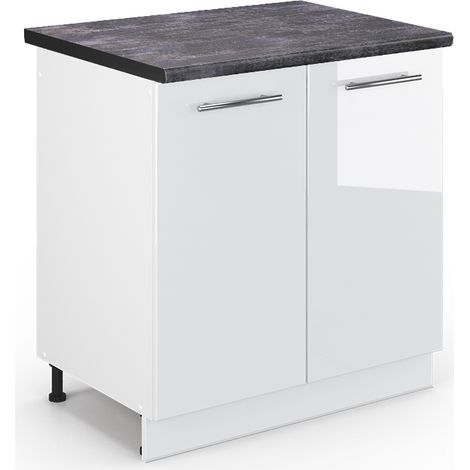 Armario bajo para fregadero Fame-Line, Blanco alto brillo, 80 cm , ET Antracita, Vicco (1/5)