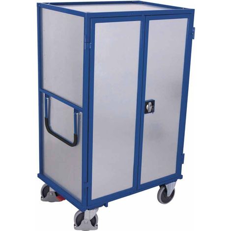 VARIOfit geschlossener Etagenwagen 1245x785mm fest verschweißt Enzianblau RAL 5010