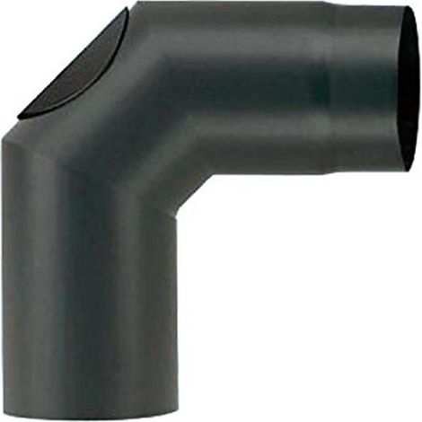 GOMITO STUFA LEGNA 90°- ø mm.130 - PORC. C/ISPEZIONE ALA NERO OPACO FER 363297 (1/5)