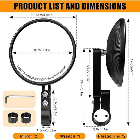 Lot de 2 Rétroviseurs de Moto CNC E24 Homologués, Pivotants à 360°, Rétroviseurs Rond au Bout du Guidon, Compatibles avec Moto, Scooter, ATV, Ebike, Velo (1/5)