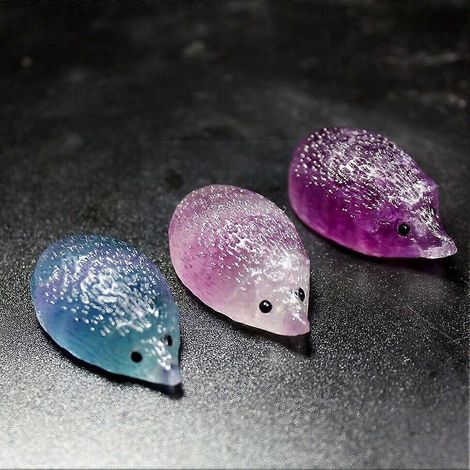 Hérisson en cristal de quartz arc-en-ciel naturel de 32 mm, pierre artisanale en cristal, figurine de guérison, cadeau minéral en pierre, collection d'animaux en quartz A6D7 (1/2)