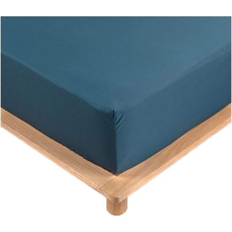 Drap Housse Percale - Bonnet 30 Cm - 200x180cm - bleu (1/5)