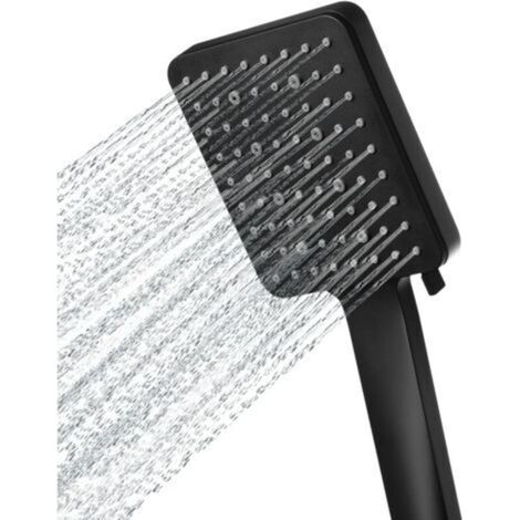 High Pressure Shower Head with 6 Spray Modes, Powerful Shower Head, Large Water Saving Shower Head Black (1/4)