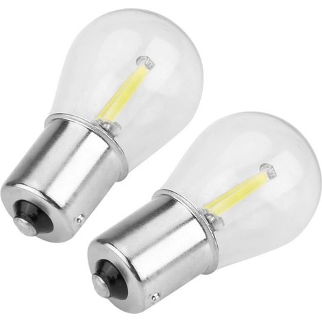 Paire de 1156 verre stroboscopique COB LED clignotant de voiture feu arrière ampoule de frein arrière blanc (1/5)