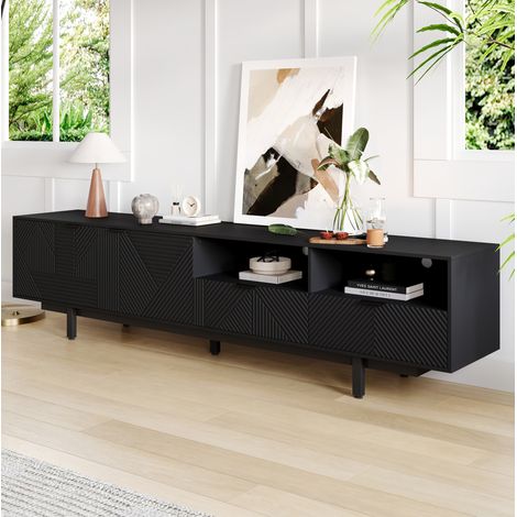 Mueble TV con almacenaje negro 200 cm OKMYHOME (1/5)