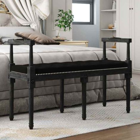 vidaXL Banc Noir 110x40x70 cm Velours (1/5)