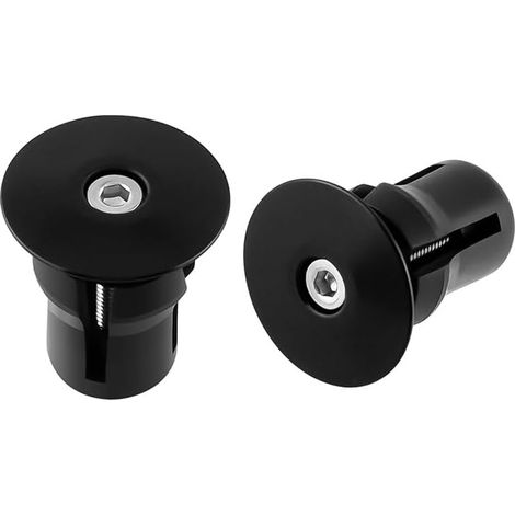 Tappi terminali per manubrio in alluminio - Tappi terminali per manubrio leggeri e resistenti per mountain bike, bici da strada e bici da città, compatibili con manopole da 17-23,5 mm (nero) (1/5)