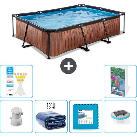 Exit-toys Piscina Exit Rettangolare - Effetto legno - 300x200x65 cm - 7-pezzi S326 (1/5)