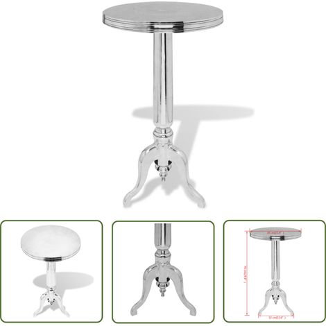 vidaXL Table auxiliaire ronde Aluminium Argenté (1/4)