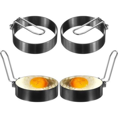 BelleRise - Set mit 4 Eierringen, 7,6 cm (3 Zoll) Edelstahl-Antihaft-Crêpe-Ring. (1/5)