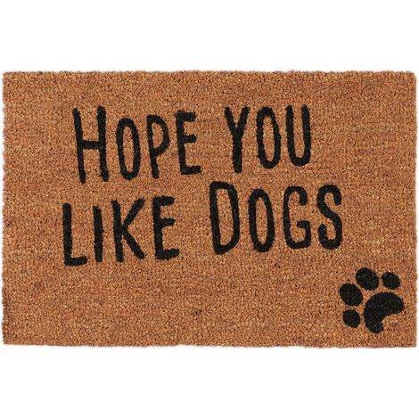 Paillasson fibre de coco Hope You Like Dogs 40x60 cm tapis d’entrée extérieur antidérapant PVC, nature (1/5)