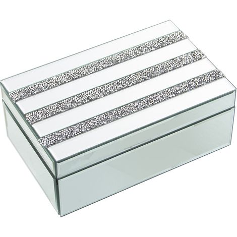 Boîte à bijoux en verre miroir avec diamants 22x14x9 cm (1/3)