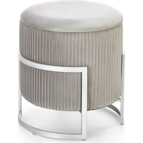 Pouf avec coffre de rangement en velours gris KANA (1/5)