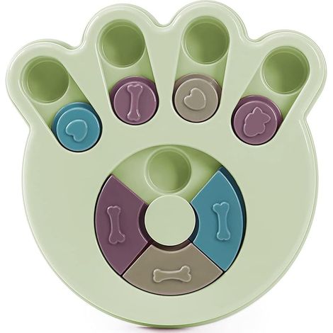 MINKUROW Hundespielzeug-Puzzle-Futterspender, pädagogisches Hundespielzeug, interaktives Hundespielzeug, interaktiver Leckerli-Spender, Qi-verbessernder Futterspender für Hunde (Foot Verde) (1/5)