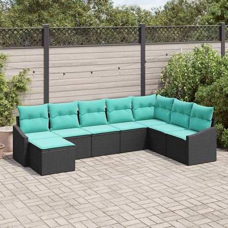 Teenpull – Sofa Set 8 Stk. Schwarz [Synthetisch]: Poly Rattan (1/5)