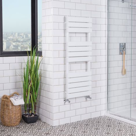 WarmeHaus White Flat Panel Heated Towel Rail 1200x450mm