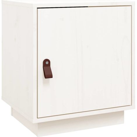 Maison Exclusive - Comodino Bianco 40x34x45 cm in Legno Massello di Pino (1/5)