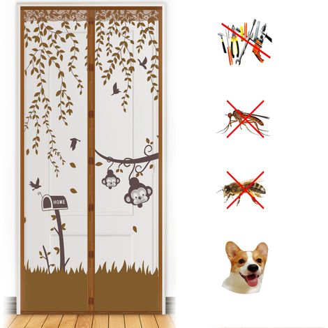 Porte moustiquaire porte terrasse 100 x 210 cm, protection contre les insectes, rideau magnétique magnétique, pour porte de balcon et porte de cave (1/5)