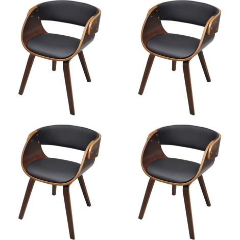 Maison Exclusive - Esszimmerstühle 4 Stk. Braun Bugholz und Kunst