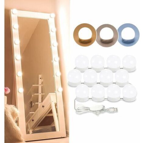 [JAMAIS UTILISÉ]Lumière de Miroir, 12 Ampoules Hollywood Kit de Lumière LED Dimmable Lampe pour Miroir Cosmétique Salle de Bain 3 Couleurs 10 Niveaux de Luminosité avec Adaptateur (Miroir Non Inclus) (1/5)