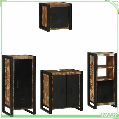 Ensemble de meubles de salle de bain 4 pcs - FAF7291712428128 - Bois recyclé solide - Style industriel - Marron (1/5)