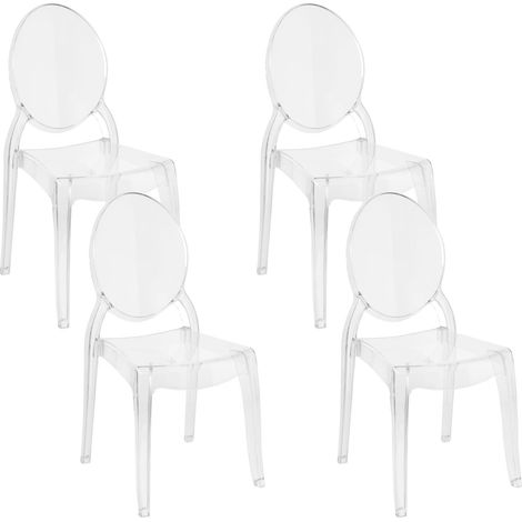 Lot 4 Chaises Vintage en Plastique Transparent Design Tendance et Confort d'Assise Optimal pour Salle à Manger ou Salon Rétro ou Glamour Beliani