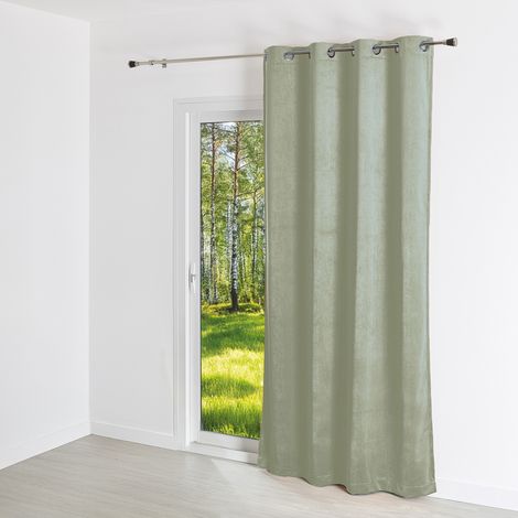 Rideau uni en suédine - Effet daim et velours Vert tilleul 140x260 cm