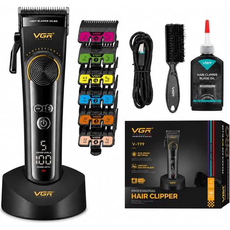 Professional Men Hair Clipper With Lever, LED Screen  Hair Clipper Men Wireless With Station, Hair Clipper With Ceramic Blade, Speed Control (1/5)