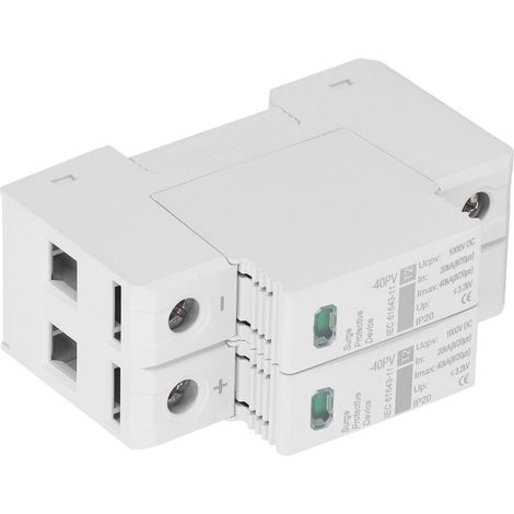 2-poliger Überspannungsschutzschalter (20–40 kA) für Photovoltaikanlagen, Solarmodule, Blitz- und Überspannungsschutz, 1000 V DC (1/5)