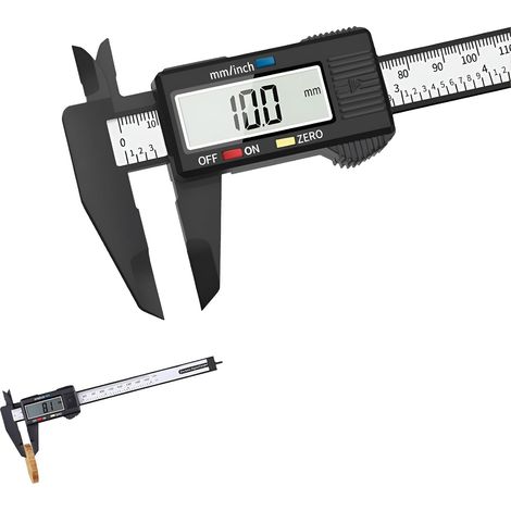 Digitaler Messschieber aus Kohlefaser (150 mm), elektronisches Mikrometer mit LCD-Anzeige, Zoll/Metrisch, für Schmuck, Heimwerkerprojekte und Holzbearbeitung (1/5)