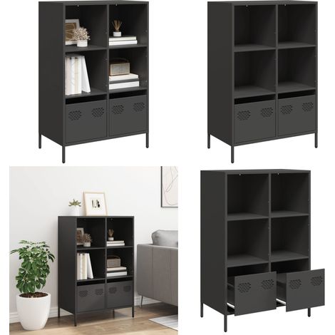 vidaXL Buffet haut noir 68x39x103,5 cm acier (1/5)