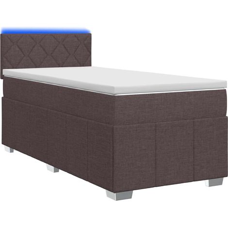Maison Exclusive - Letto box spring con materasso Marrone Scuro 90 x 200 cm (1/5)
