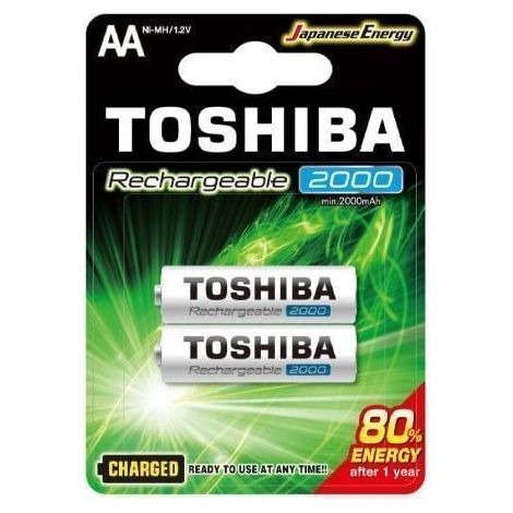 Pack de 2 Pilas AA Toshiba R6RT2000/ 1.2V/ Recargables