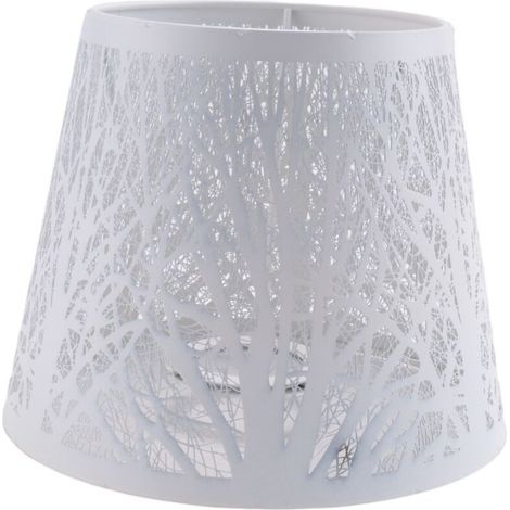 Abat-Jour Métal Tonneau Motif Lustre de Table Applique Murale Blanc (1/4)