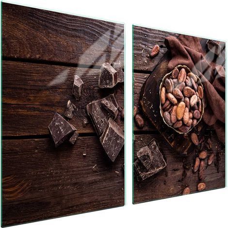 Plaque de protection en verre pour poêle 2x45x52 Bois (1/5)