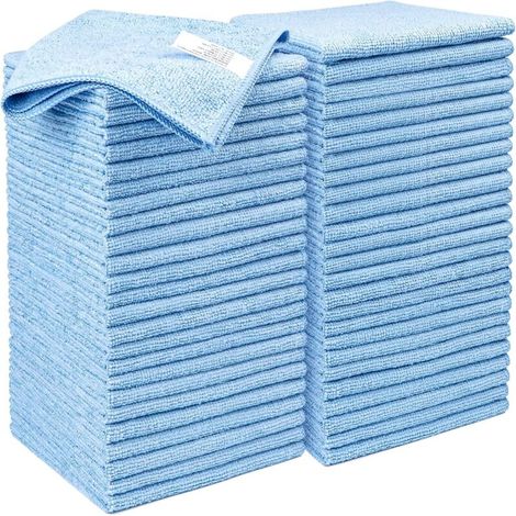 Pack of 50 microfiber cloths, lint-free and reusable, highly absorbent, streak-free, washable, for home, kitchen, car, motorcycle, window (1/4)