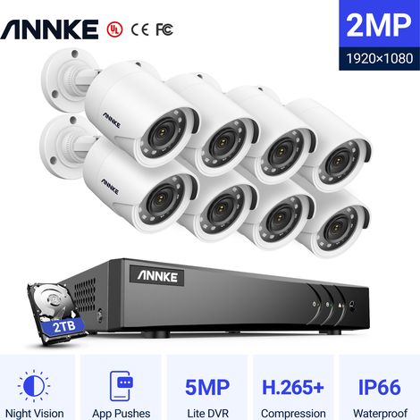 ANNKE H.265+ 3K HD CCTV Security Kit 1080P HD Waterproof IR Night Vision TVI Bullet Security Camera 8Camera - 2TB HDD (1/5)