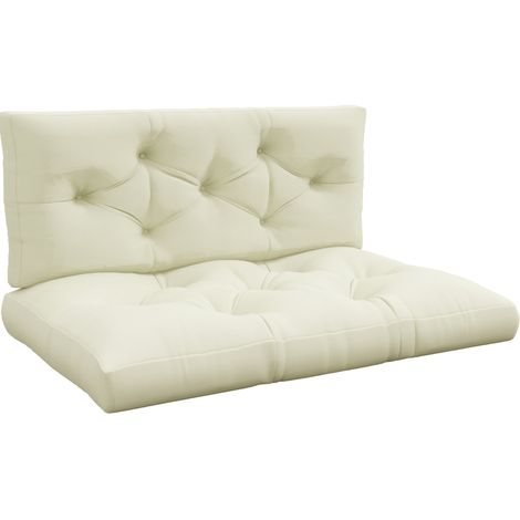 Coussin d'assise avec dossier, lot de 2, 120 x 80 x 12 cm, blanc crème, HOMVRA (1/5)