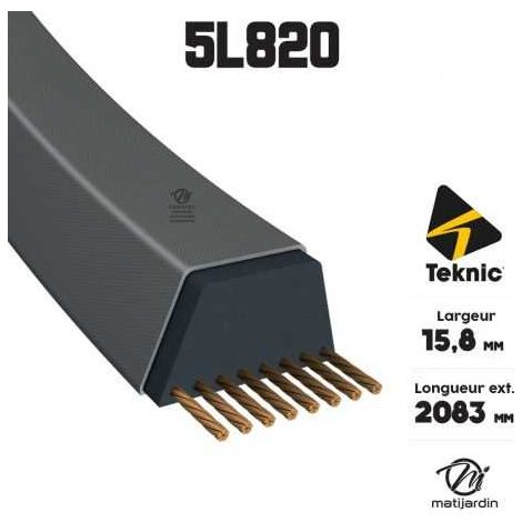 Courroie tondeuse Tiger Belts 5L820 kevlar trapézoïdale  15,8 x 2083 mm (1/4)