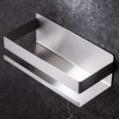 Étagère de salle de bain support de rangement en acier inoxydable argenté durable non poreux