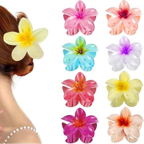 8 fermagli per capelli a forma di fiore per ragazze e donne, fermagli antiscivolo a forma di fiore, fermagli colorati, graziosi accessori per capelli per donne e ragazze, adatti a capelli spessi e sot (1/5)